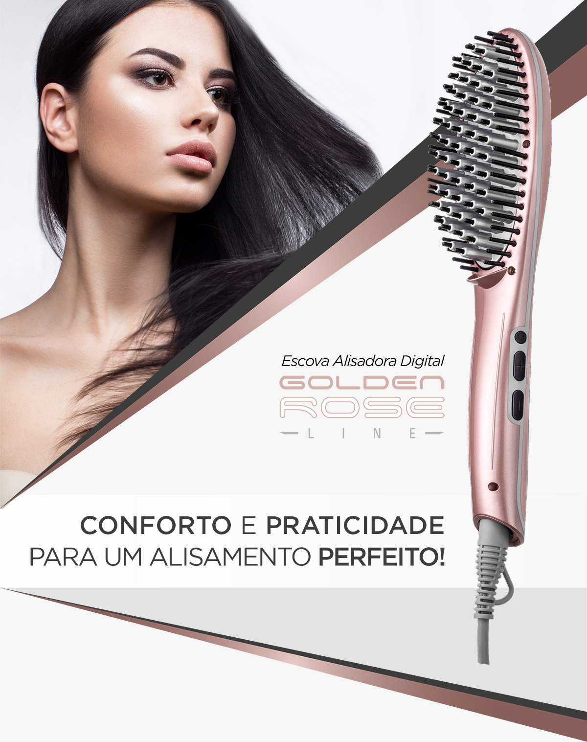 Escova Alisadora Mondial Golden Rose EA-02