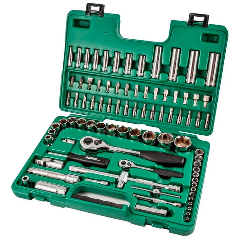 Jogo de Soquetes Sata 86 Peças 1/4" e 1/2"