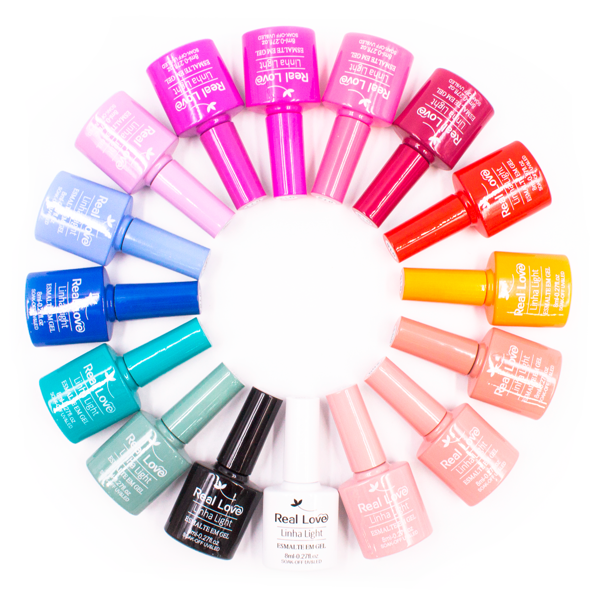 Kit 16 Esmaltes em Gel Real Love Light