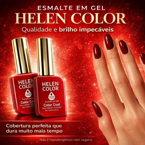 Kit 4 Esmaltes em Gel Helen Color UV/LED 12ml