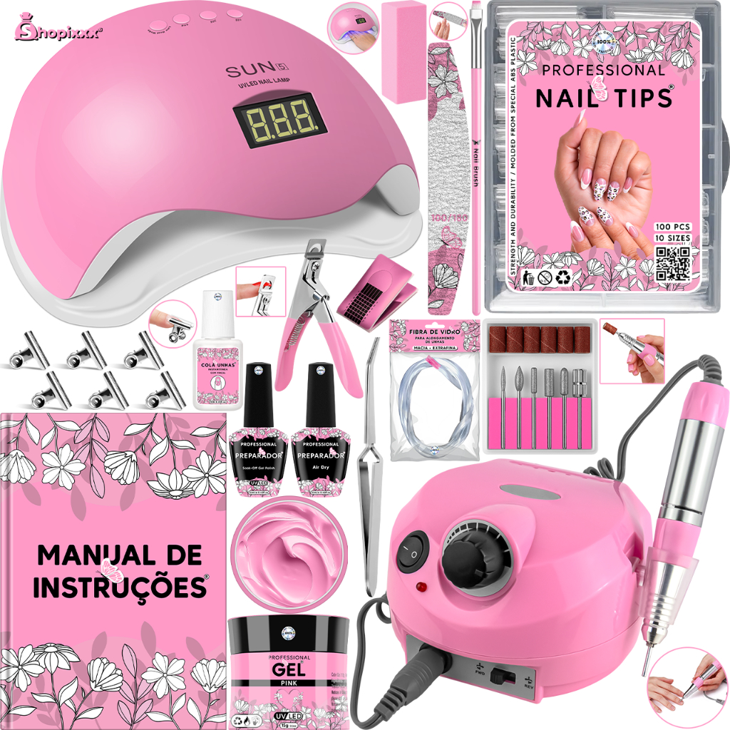Kit Alongamento Unha em Gel Completo com Cabine Sun