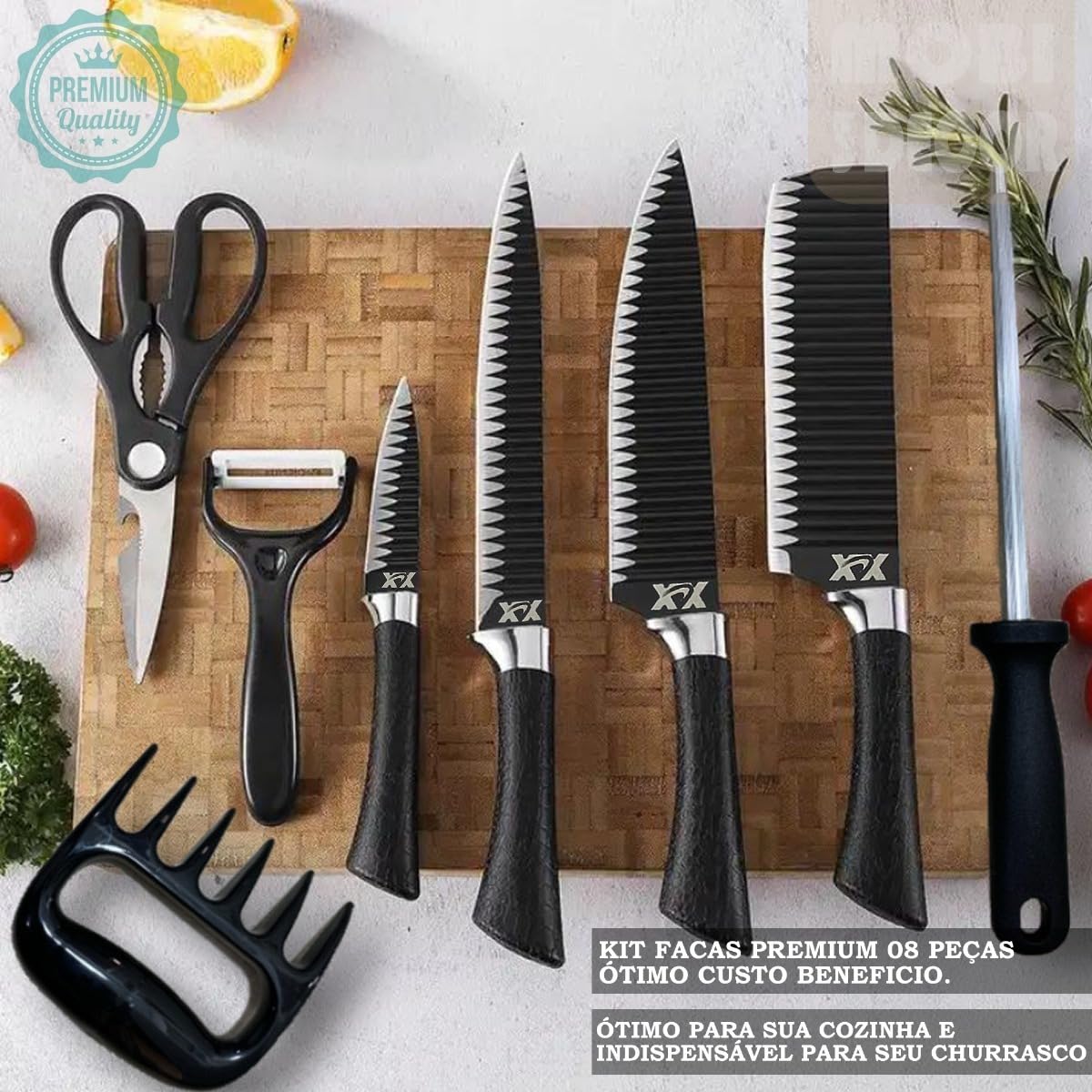 Kit Churrasco 8 Peças Gourmet