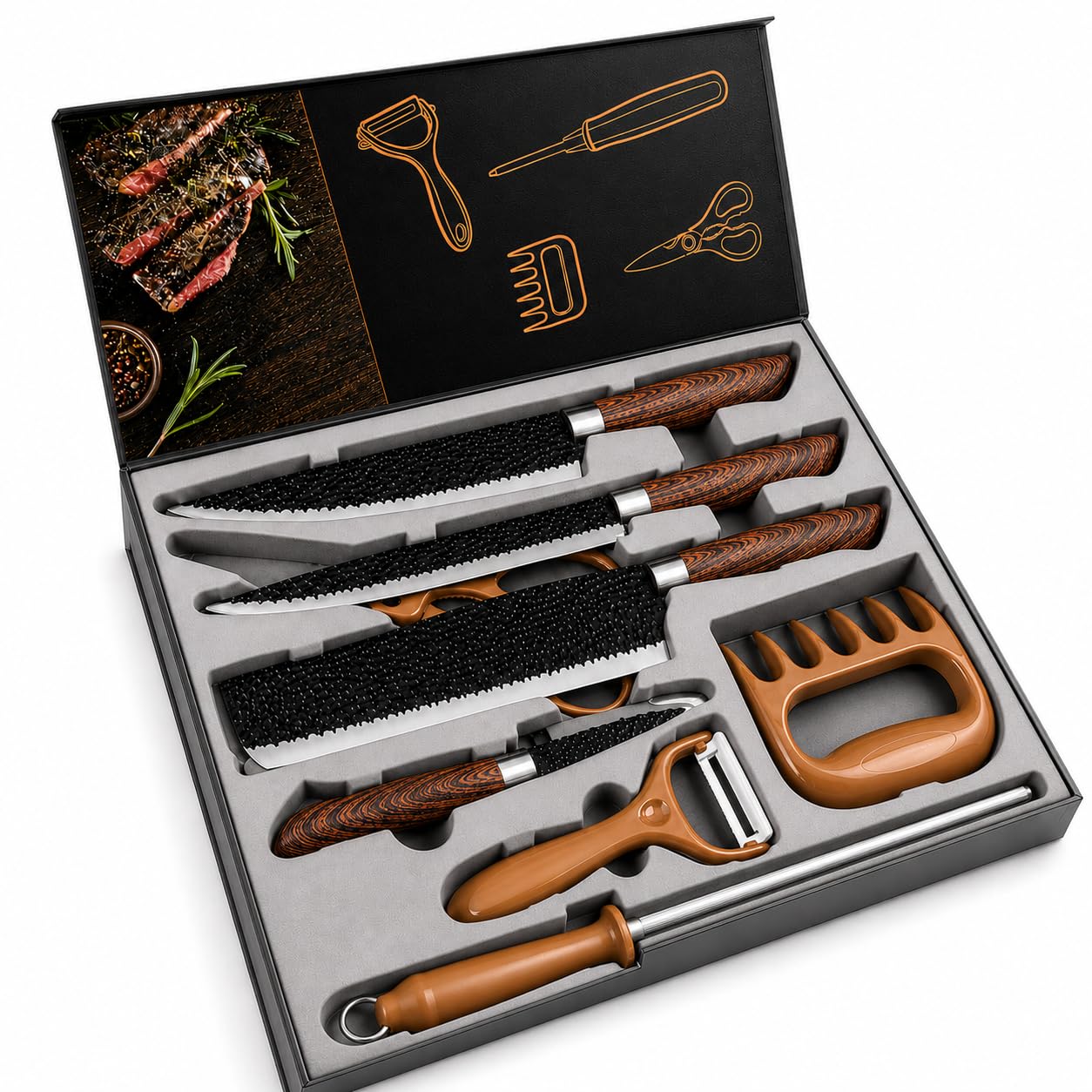 Kit Churrasco Premium 8 Peças Inox Profissional