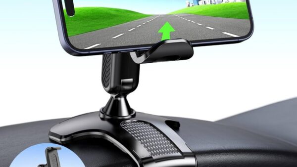 Suporte de celular fixado no painel do carro