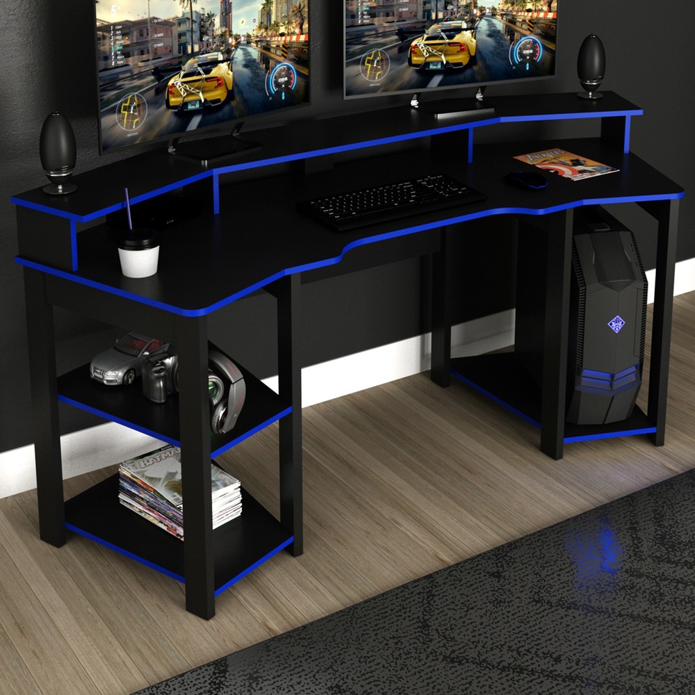 Mesa gamer com suporte para 2 monitores