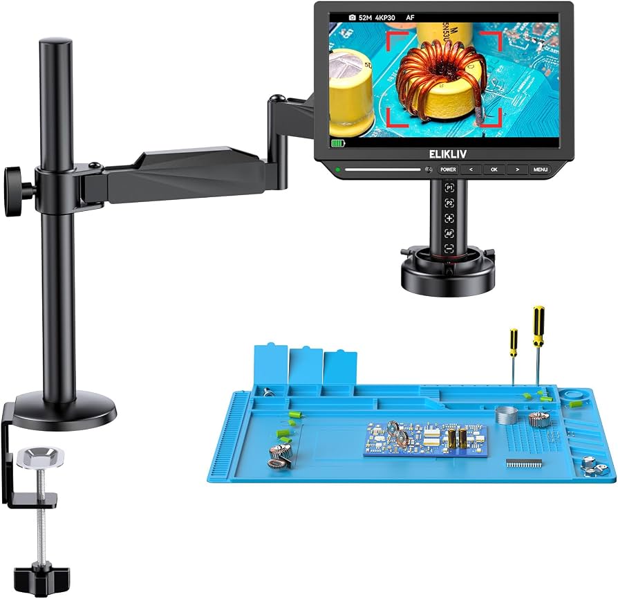 Microscópio digital com tela e braço