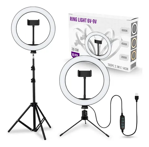 Ring Light 26cm T-Photo com Tripé