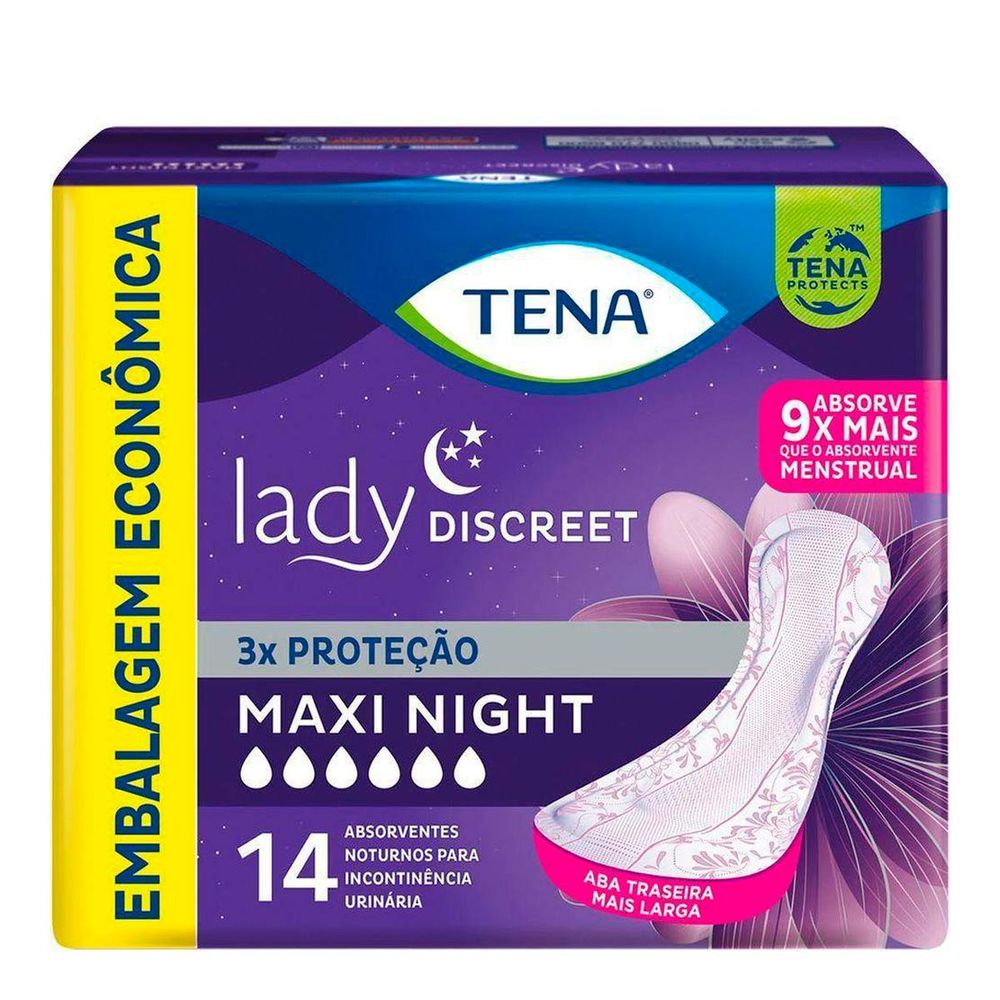 Tena Lady Discreet Absorvente Maxi Night 14 unidades