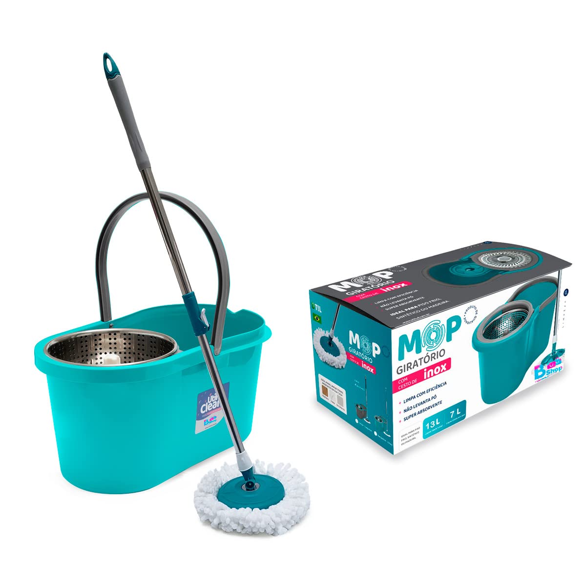 Mop Giratório com Cesto de Inox