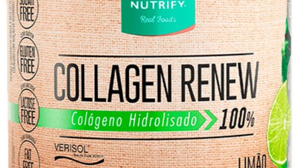 Pote de Nutrify Collagen Renew com Verisol, o colágeno hidrolisado mais avaliado da Amazon