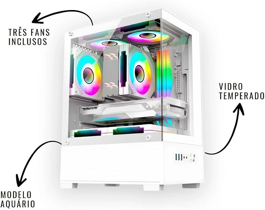 PC Gamer Branco Completo Intel i5 16 GB SSD 240 GB com monitor