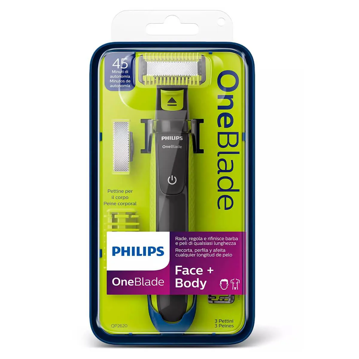Philips OneBlade Barbeador e Aparador para Rosto e Corpo