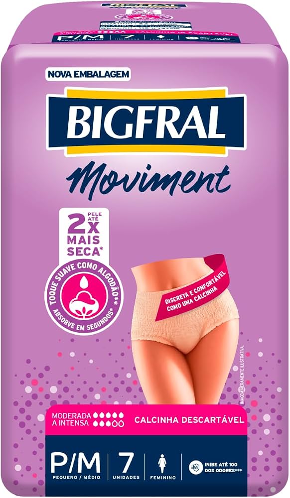 Roupa Íntima Bigfral Moviment Feminina G/XG 7 unidades