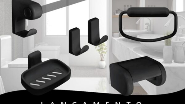 kit acessórios para banheiro preto fosco