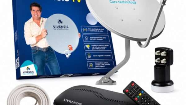 Kit de antena parabólica digital com prato de 60 cm e receptor